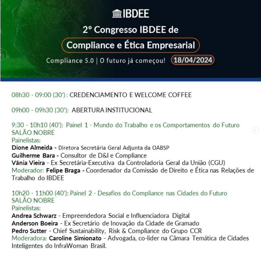 Confira o Cronograma Completo do Congresso IBDEE 2024