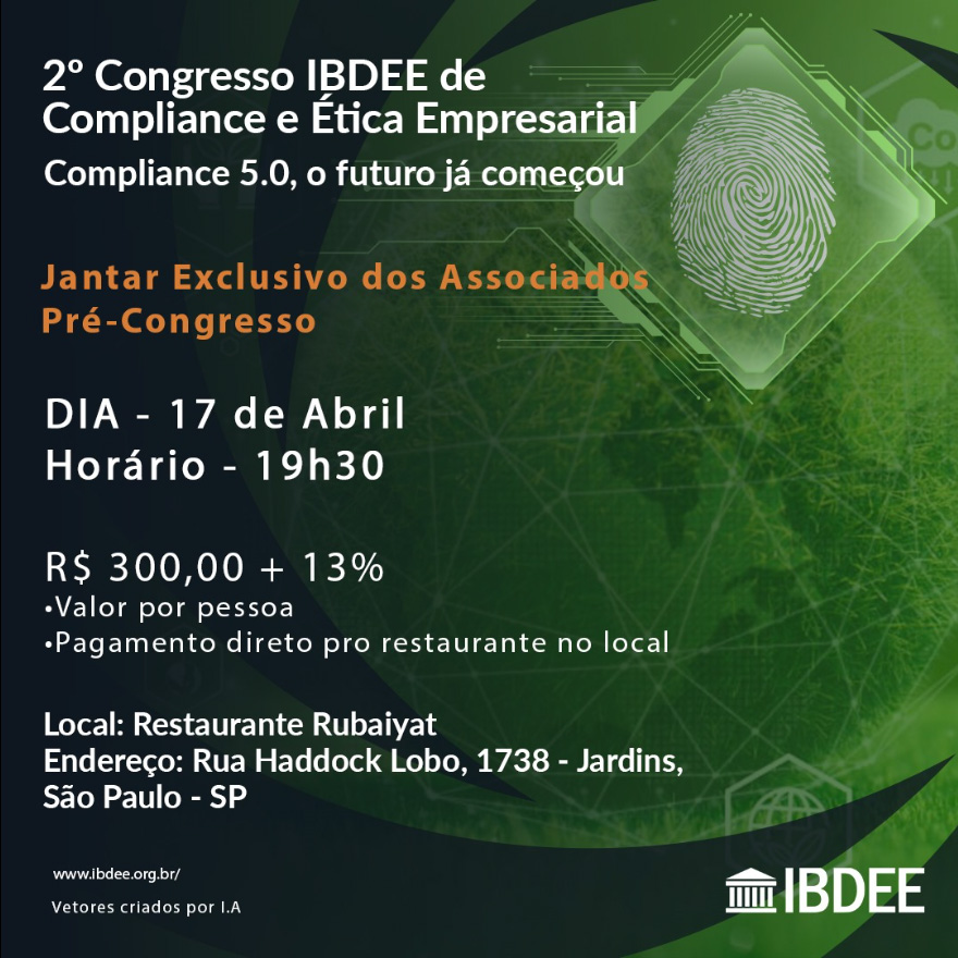 Jantar Exclusivo dos Associados IBDEE | Pré Congresso